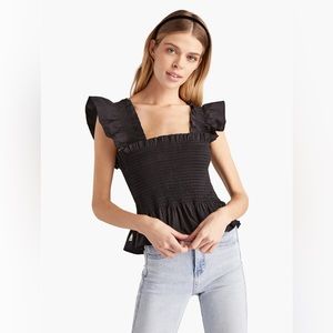 Hill House Paz Nap Top in Black Cotton in Size S